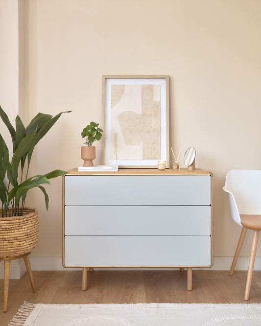 Anielle solid and ash veneer chest of three drawers 99 x 78.5 cm