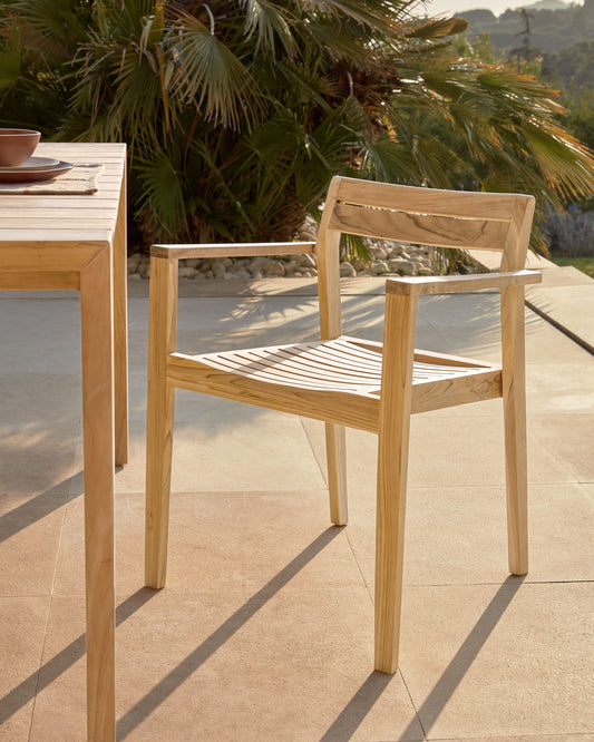 Victoire stackable outdoor chair in solid teak wood