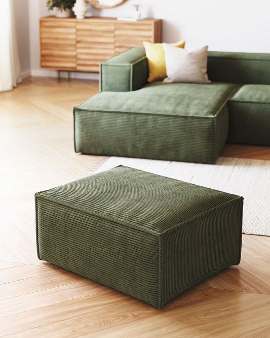 Blok footrest in green thick corduroy 90 x 74cm FSC Mix Credit