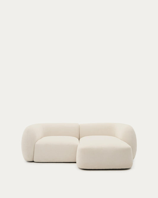 Martina ecru chenille 2-seater modular sofa with right chaise longue 230cm
