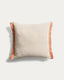 Disea cushion cover in beige linen with orange detail 45 x 45cm