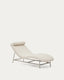 Osla chaise longue in beige chenille with brushed stainless steel legs FSC 100% 175 cm