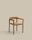 Icaro stackable chair in FSC 100% solid teak wood with natural finish and beige rope cord