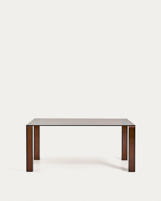 Adularia table in brown tempered glass 160 x 90cm