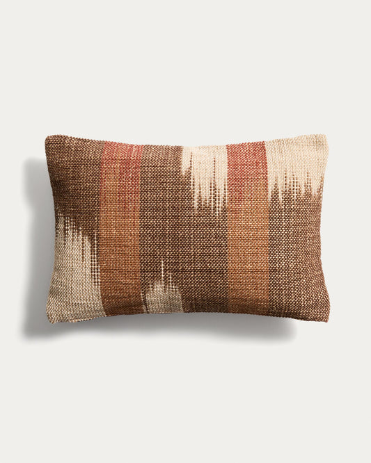 Domira jute cushion cover with multicolour ikat graphic 40 x 60 cm
