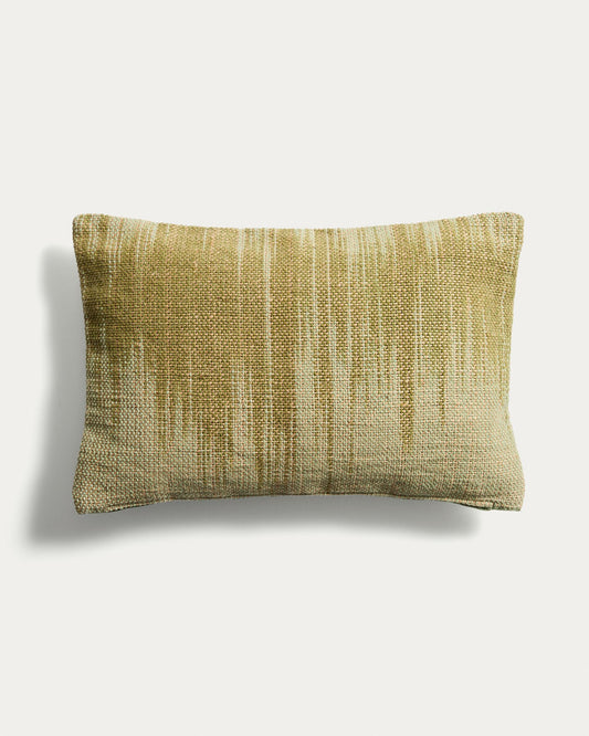 Liroda jute cushion cover with green ikat graphic 40 x 60 cm