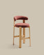 Granite stool in terracotta chenille and solid ash wood with natural tone finish FSC 100% 75cm