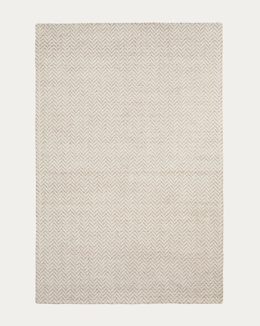 Calira beige woven jacquard wool rug 300 x 200cm