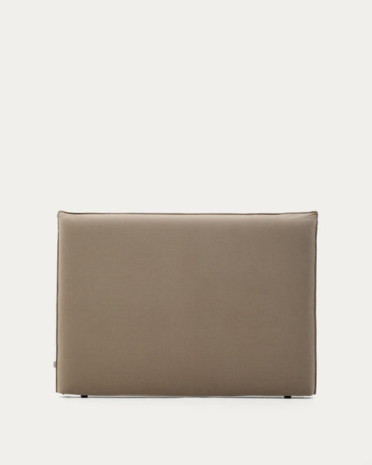 Jaira headboard with removable linen and cotton cover in taupe for a 150 cm FSC Mix Credit bed