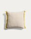 Disea cushion cover in beige linen with yellow detail 45 x 45cm