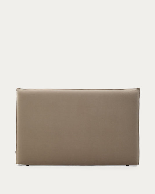 Jaira headboard with removable linen and cotton cover in taupe for a 180 cm FSC Mix Credit bed