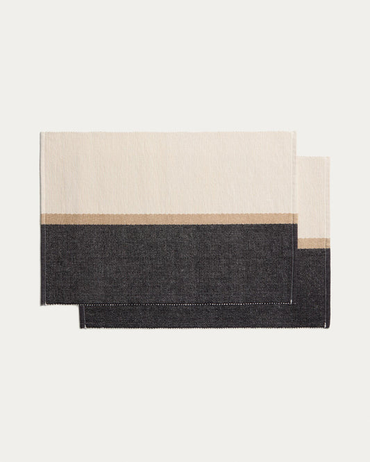 Tari set of 2 black 100% cotton placemats 35 x 50 cm