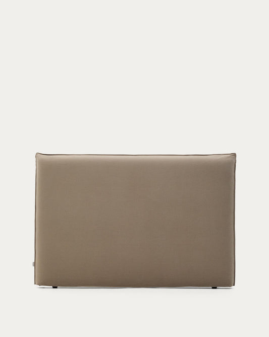Jaira headboard with removable linen and cotton cover in taupe for a 160 cm FSC Mix Credit bed