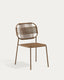 Talaier stackable outdoor chair in synthetic rope and galvanised steel with brown finish