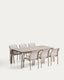 Set with Brela extendable table in taupe aluminium and 6 Luri chairs in taupe aluminium and beige texteline 205(287)x100cm