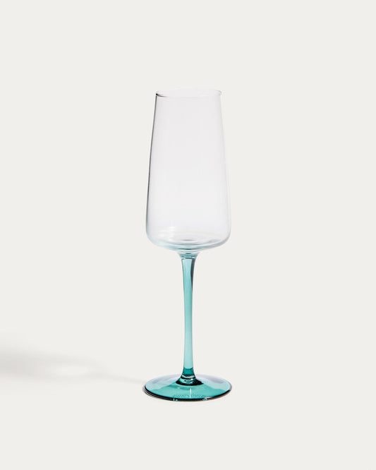 Irides clear champagne glass with blue detail, 31.5 cl