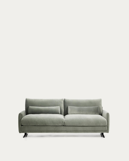 Veliro green velvet 2-seater sofa with steel legs in black finish 210cm FSC Mix Credit