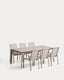 Set with Brela extendable table in taupe aluminium and 6 stackable Canea chairs in taupe aluminium and beige texteline 205(287)x100 cm