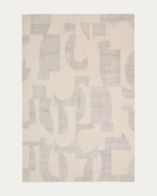 Norela grey jacquard wool blend rug 300 x 200cm