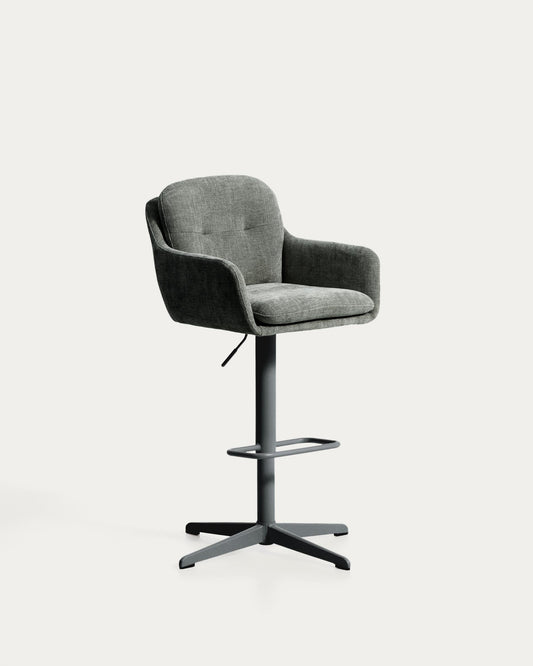 Lexa green chenille swivel stool with green-finish steel legs