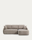 Laira 3-seater sofa bed with right chaise longue in taupe chenille 246cm FSC Mix Credit