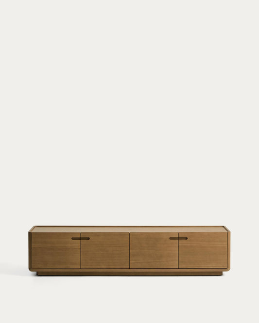 Arelida TV stand made of oak veneer and solid oak wood with light brown finish 200 x 44cm