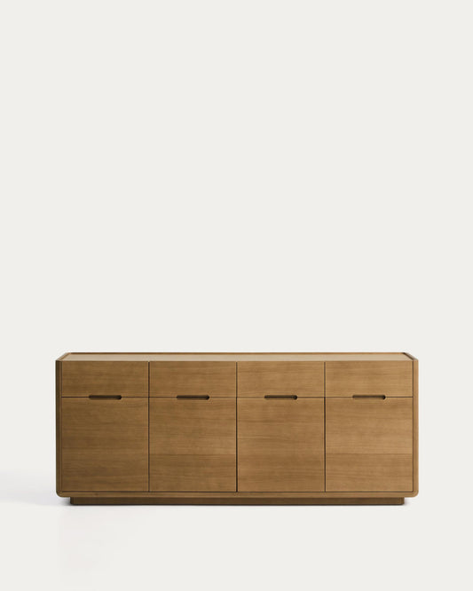 Arelida sideboard in oak veneer and solid oak wood with light brown finish 200 x 80cm