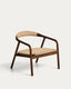 Derile armchair in solid oak wood with walnut finish and beige paper rope cord FSC Mix Credit