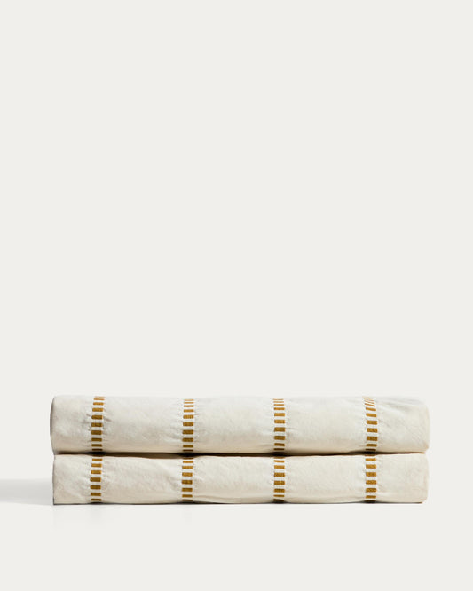Lidala mustard striped 100% cotton jacquard bedspread for 150/160cm bed