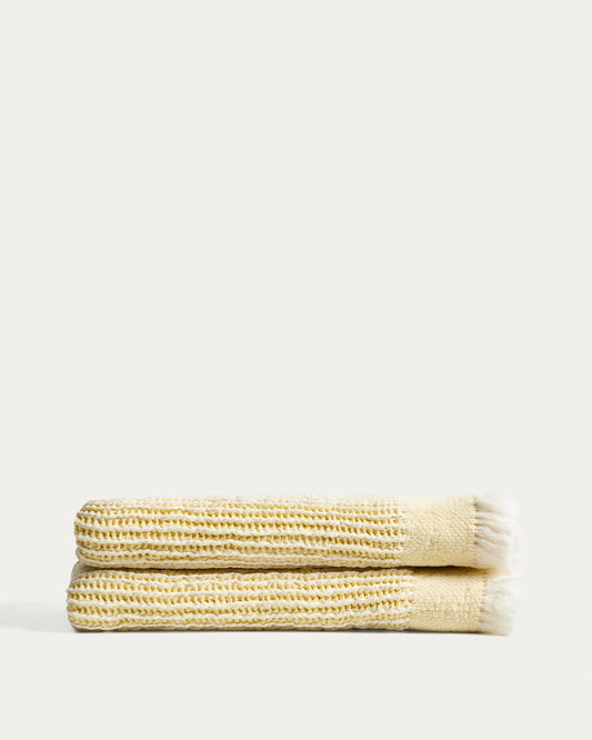 Lideba yellow striped cotton blanket 100 x 170cm