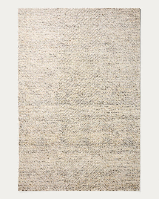 Lenuo ecru wool and cotton jacquard rug 200 x 300cm