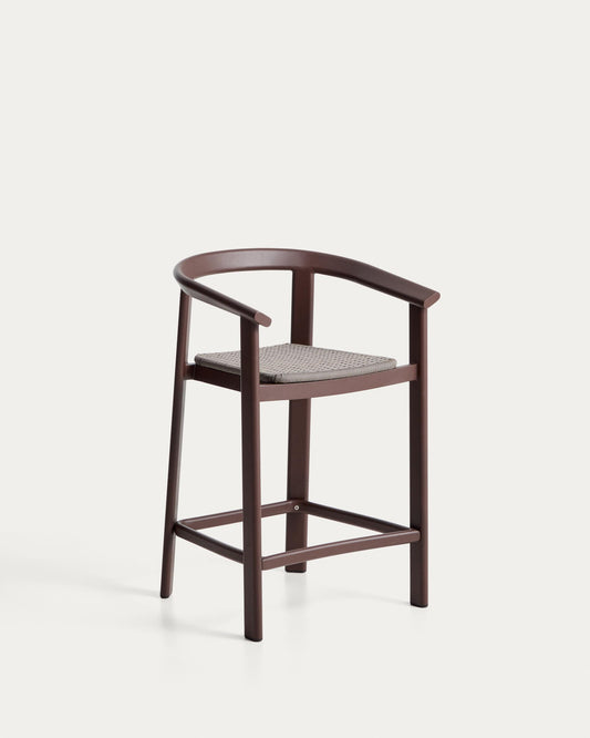 Erice stool in aluminium and brown rope cord 65cm