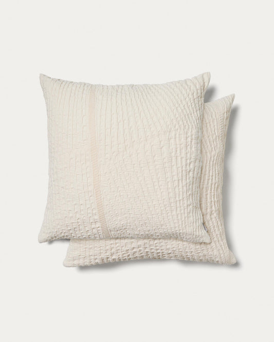 Raylo set of 2 100% cotton cushion covers with structure and stripes 50 x 50 cm