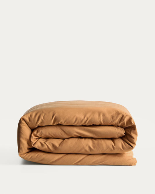 Sirale 100% cotton sateen duvet cover with washed finish in copper for 180 cm bed