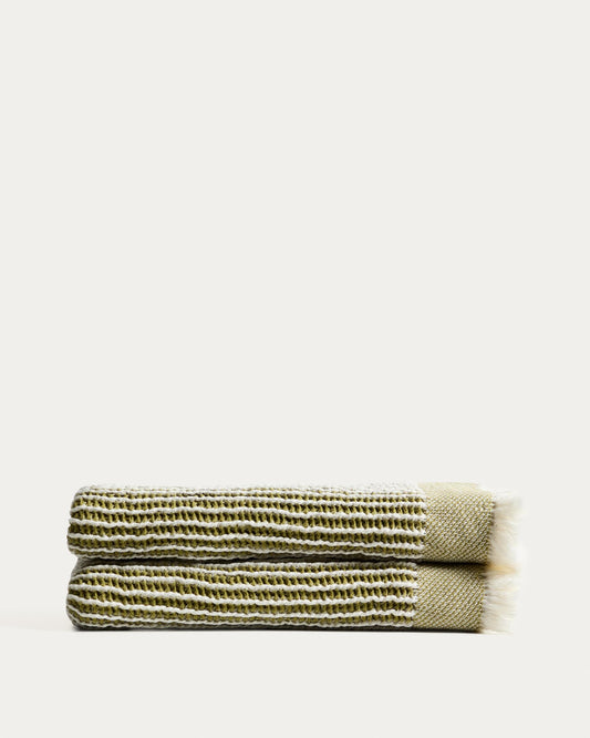 Lideba green striped cotton blanket 100 x 170cm