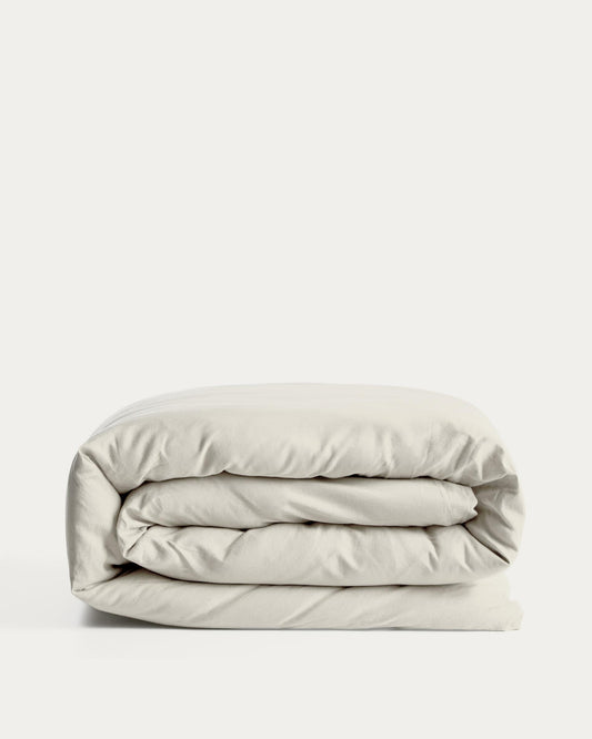 Sirale 100% cotton sateen duvet cover with washed white finish for 150/160cm bed