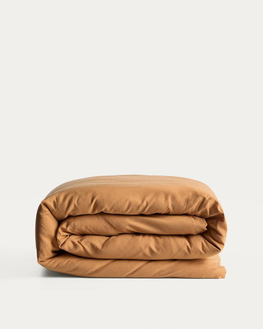 Sirale 100% cotton sateen duvet cover with washed finish in copper for 150/160 cm bed