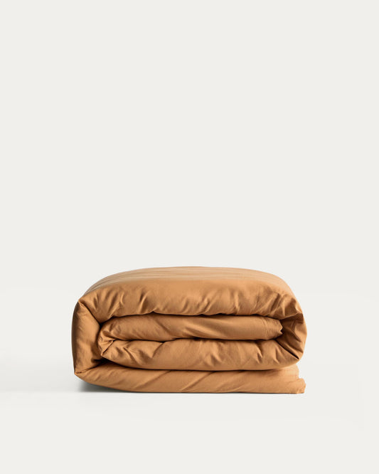 Sirale 100% cotton sateen duvet cover with washed finish in copper for 90 cm bed