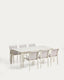 Set with Brela extendable table in ecru aluminium and 6 Luri chairs in ecru aluminium and beige texteline 205(287)x100cm