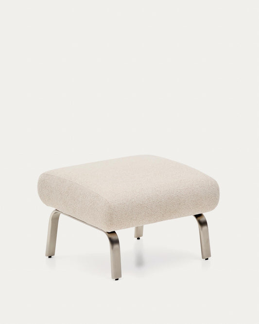 Amsen beige footrest with brushed stainless steel legs 68 x 55 cm