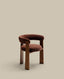 Granite 3-legged chair in brown chenille and with solid ash wood in a walnut finish FSC 100%