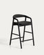 Derile stool in solid oak wood with black finish and black paper rope cord FSC 100% 65cm