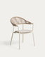 Alimia stackable outdoor chair in ecru aluminium with beige synthetic rope