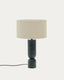 Vex table lamp in green marble with a grey linen shade