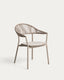 Alimia stackable outdoor chair in taupe aluminium with brown synthetic rope