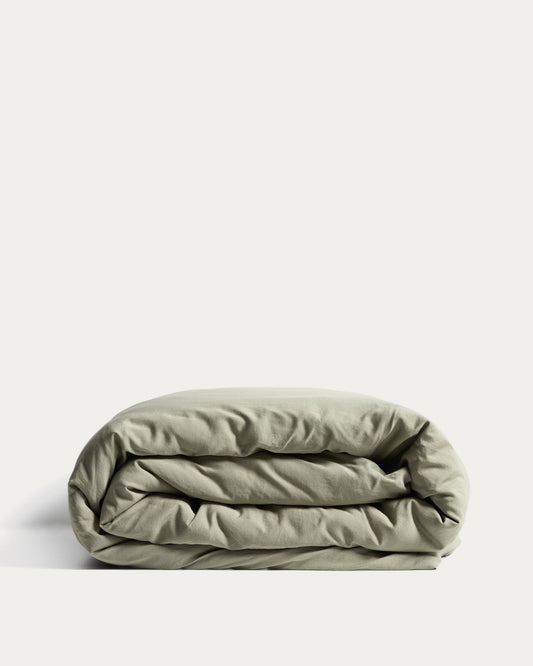 Sirale 100% cotton sateen duvet cover with washed green finish for 150/160cm bed