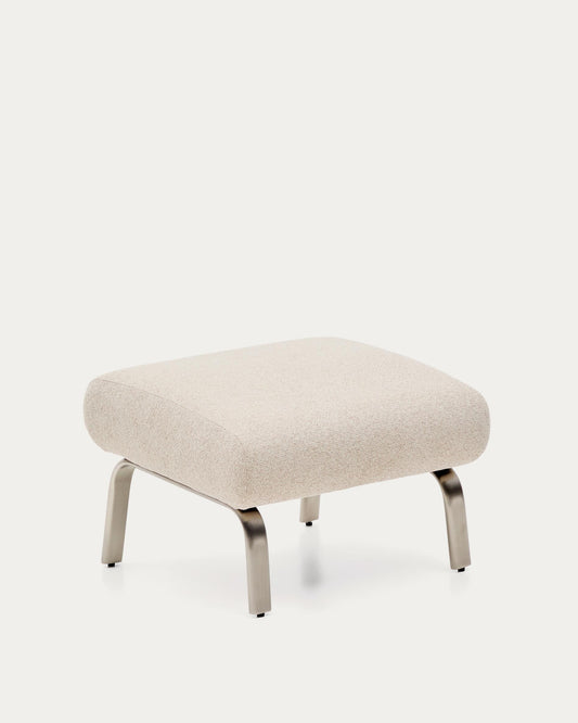 Amsen beige footrest with brushed stainless steel legs 68 x 55 cm
