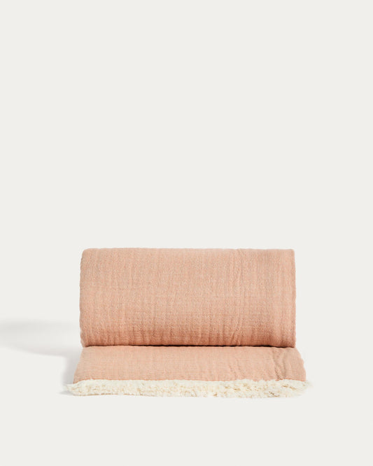 Nafine 100% cotton muslin blanket with two-toned fringe 130 x 170 cm