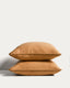 Sirale set of 2 100% cotton sateen pillowcases with washed finish in copper 65 x 65 cm