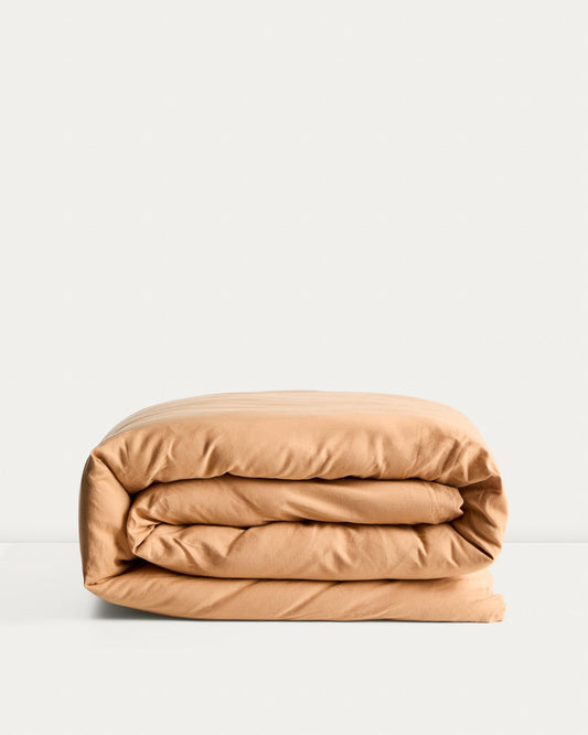 Sirale 100% cotton sateen duvet cover with washed finish in copper for 150/160 cm bed